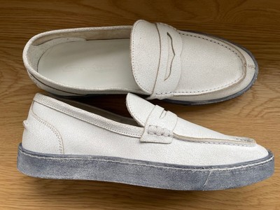 SANTONI Herren weiße Lederhalbschuhe / Mokassins / Schuhe / Made in Italy /...