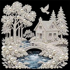 House Pearl Diamond Art Kit 11.8x11.8" for Adults Beginner Wall Decor
