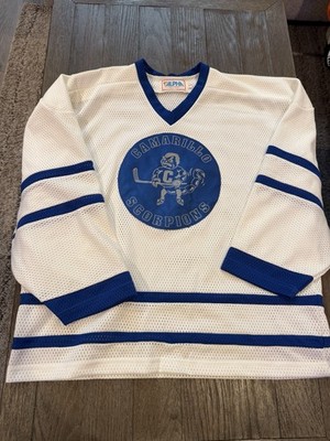 Mens Vintage 90 s Alpha Sports Wear Hockey Jersey Camarillo Scorpions L White