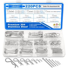 LRVOJUY Cotter Pin Assortment Kit, 220PCS Cotter Pins 13 Sizes Premium 304 St...