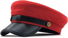 Chauffeur Hat for Men Women Classic Vintage Newsboy Cap Costume One Size, Red
