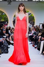 VALENTINO RUNWAY CORAL ORANGE TIERED MAXI DRESS GOWN IT 40