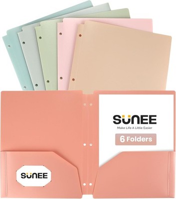 3 Hole Folders with Poets (6 Pa, Vinta Colors) Plastic Folders