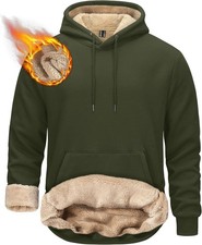 Men's Pullover Hoodie Thick Sherpa Lined Kangaroo Pocket Winter Windproof Fleece