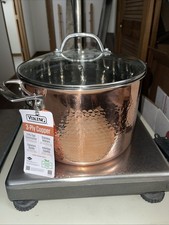 Viking Cookware Hammered Copper 8 Qt Stock Pot w/ Lid 3-ply Stainless Interior