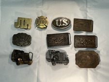 Lot of Vintage Belt Buckles Brass/Pewter. There is some surface damage from wear