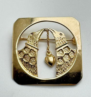 Vintage Hochzeitsschmuck Liebesbrosche Tauben Gold  Brosche Brooch  Silber 281
