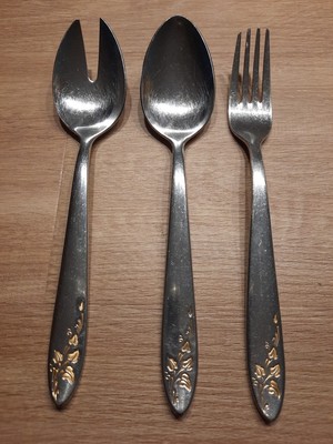 WMF Romantica Cromargan Salatbesteck Und SERVIERGABEL 3 Teilig Guter Zustand