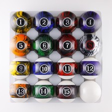 SRS Black Marble 2.25  Regulation Swirl Design Complete Standard Pool Balls Set