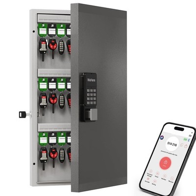 WeHere 48-Key Smart Key Lock Box Wall Mount   Commercial Key Cabinet with App...
