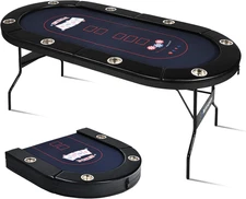 72" Foldable Poker Table, 8 Player Folding Poker Tables with Casino Grade Felt, 