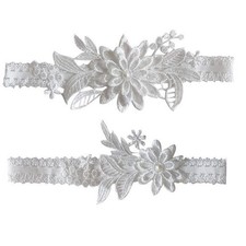 Wedding Garters Set Lace Bridal Garter Stretchy Floral Bride Blue White Prom