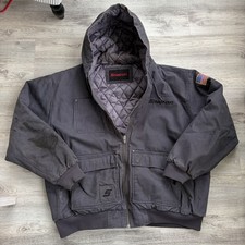 Snap-On Tools Hooded Canvas Jacket Grey Mens 3XL Heavy Duty Workwear Quilted
