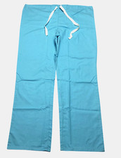 Scrub Pants Unisex M Bahamas Blue Solid 1 Pocket Drawstring Waist Medical NWOT