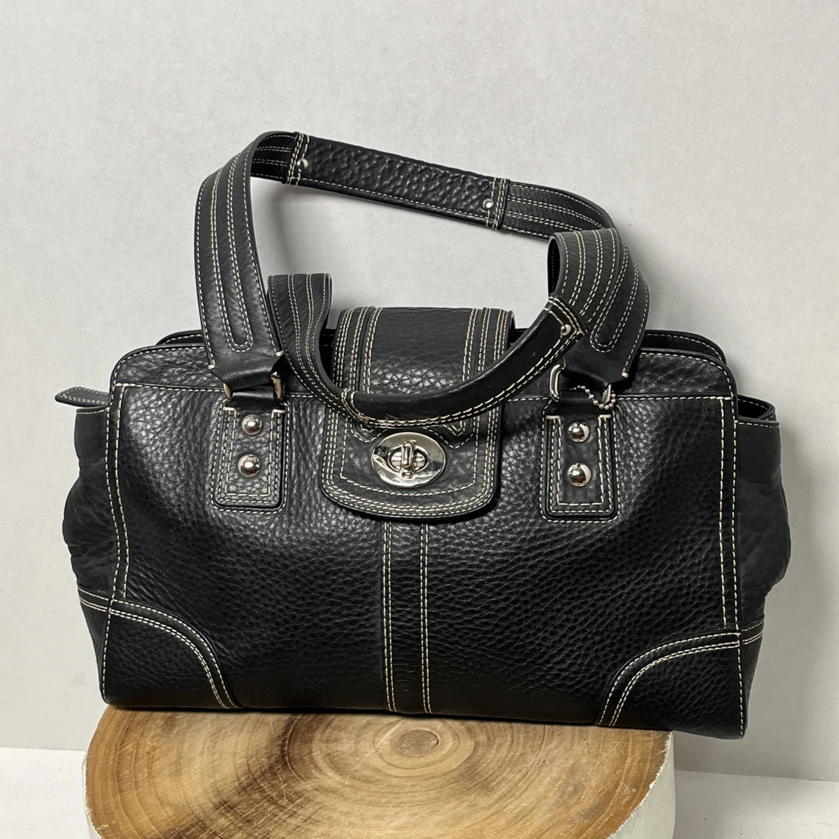 バッグ COACH Hamptons Signature Turnlock Satche Coach Hampton Turn Lock Satchel/Top Handle Bag Handbags & Bags for