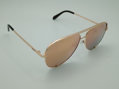 Quay High Key Aviator Sunglasses 64-14-145 Polarized. Gold Frames/ Mirror Lenses