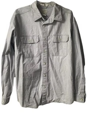 LL Bean Men's Shirt Pale Green Traditional Fit  Large Warm Material Sz- Lg-Reg
