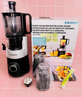 EUHOMY ZM1909B Slow Juicer 200W Electric 1.2L Easy Clean Black/Silver