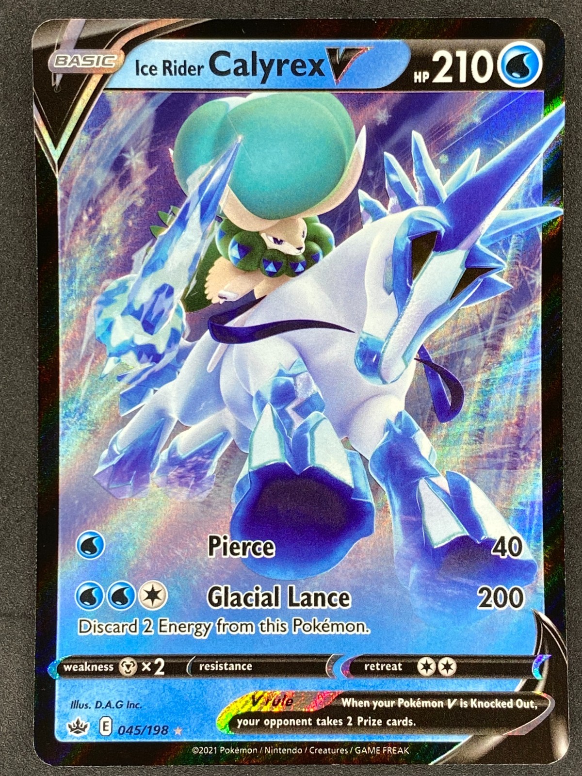 Pokémon Ice Rider Calyrex V 045/198 CRE Chilling Reign NM