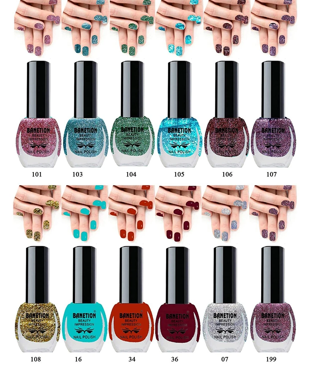 BANETION Nail Polish Nail Paint Combo Set of 12 Multicolor Nail Paint of 6 ml