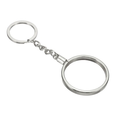 Coin Holder Keychain 40mm Round Medallion Holder with Metal Key Ring Silver