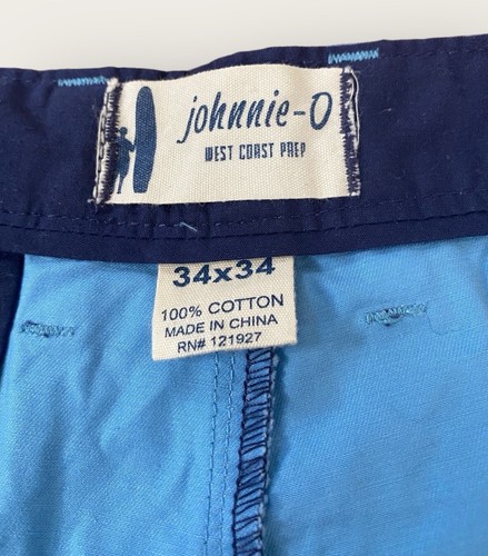Johnnie O Pantaloni Uomo 34x34 Blu Chino West Coast Prep Golf NUOVO - Foto 5 di 11