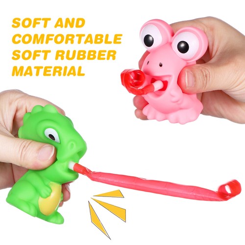 Set of 3 Frosch -Dinosaurierzunge Herausstechen Spielzeug Kind -Saugspielzeug - Zdjęcie 2 z 11
