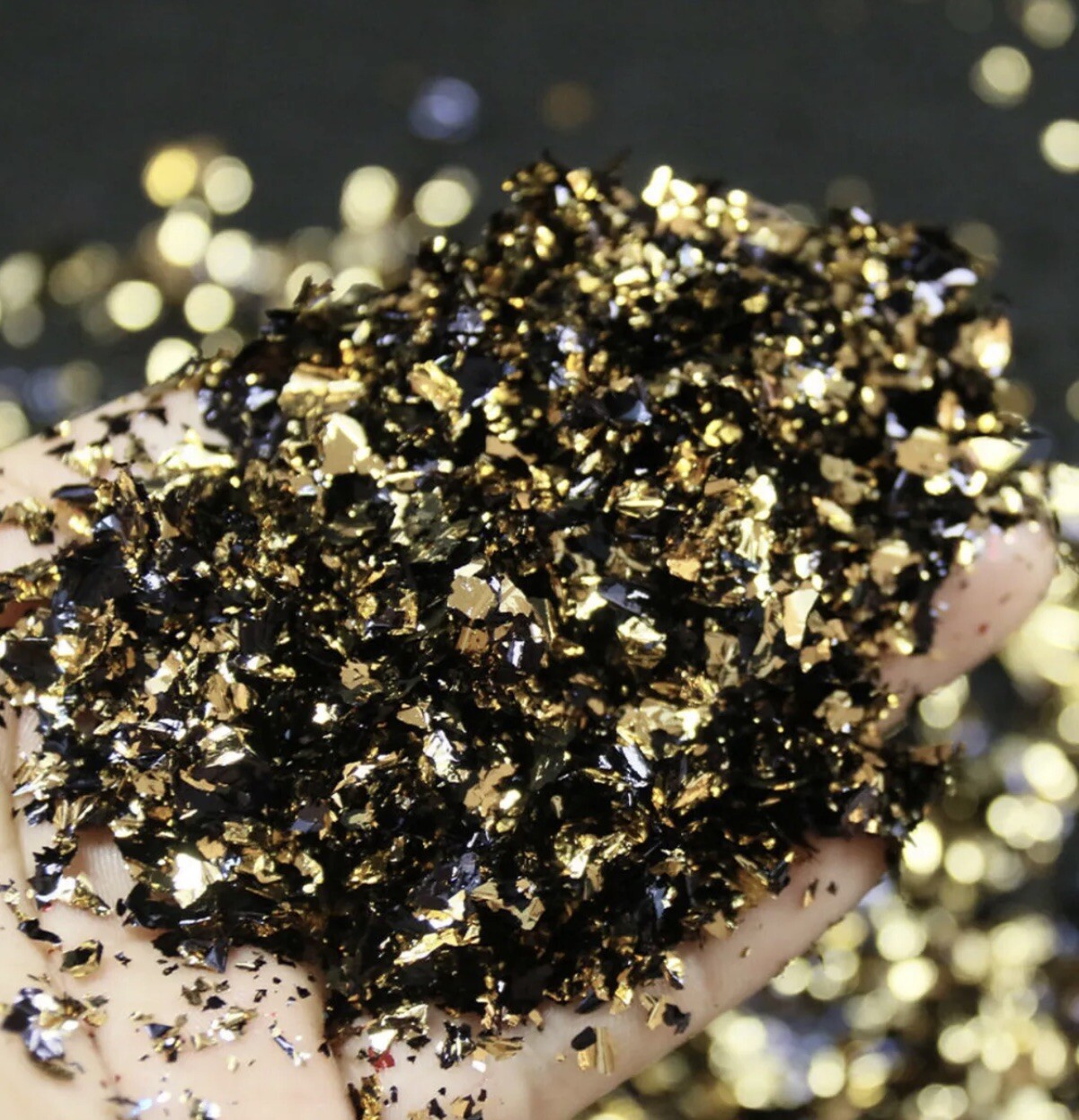 Gold & Black Mix Flakes, 3 Grams Ideal For Art & Crafts, Resin & Nail Décor Foil