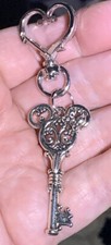Silver Minnie Mouse Key Charm Zipper Pull Keychain Add On Clip