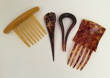 BIG Hair Combs Collection...Three Faux Tortoise and One Celluloid.