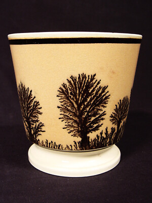 VERY RARE 1810 SIGNED CREIL BLACK MOCHA DECORATED VASE MOCHA WARE PEARLWARE MINT