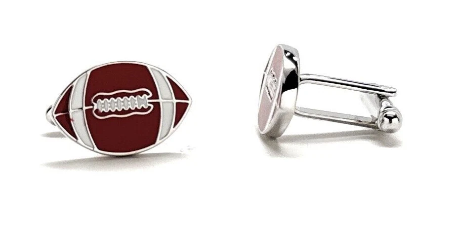 Gemelos de fútbol marrón y blanco esmalte plata rodio diseño 3D Sports Pro Foto 4 de 4