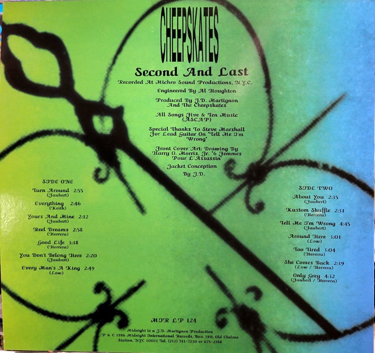 Cheepskates – Second And Last - 1986 - Midnight MIR LP 124 LP NM