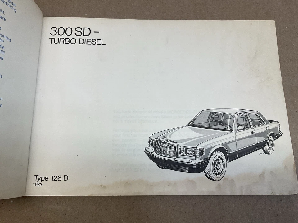 Mercedes Benz 300SD 1983 diésel manual original del propietario W126 Foto 2 de 4