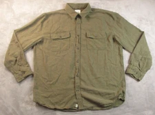 Mutual Weave Thick Flannel Long Sleeve Shirt Men's Army Green XXL Dual Pockets