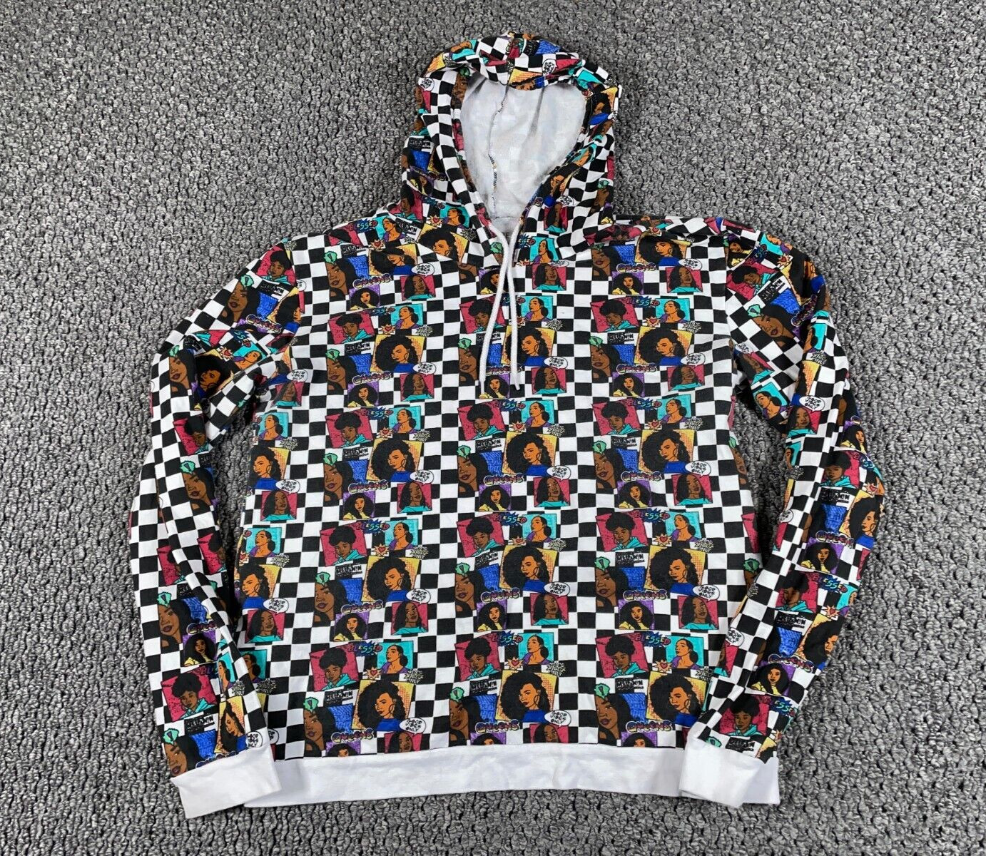 Pattern Print Comic Book Strip Men Pullover Hoodie
