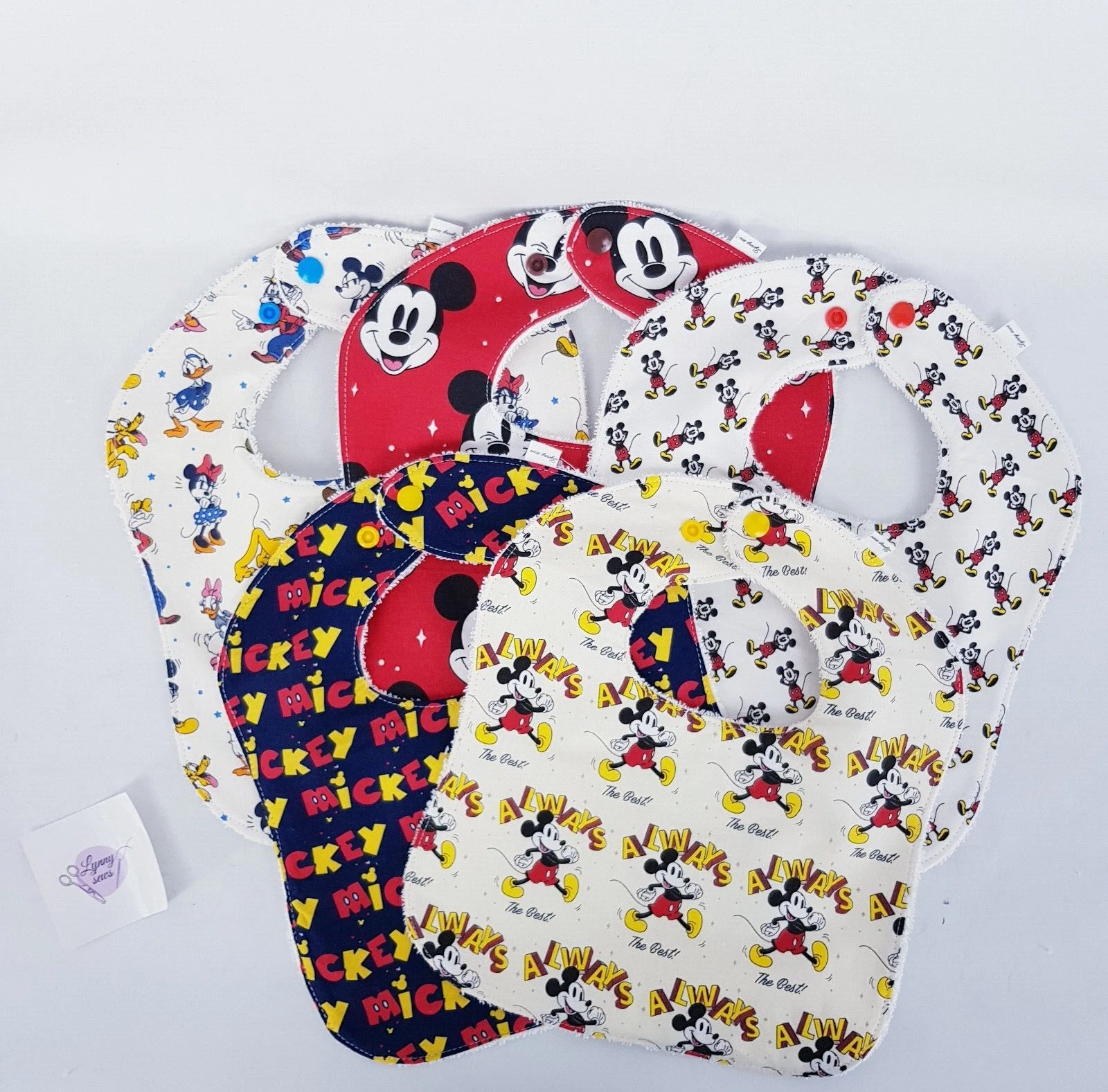 Baby Bibs Mickey Mouse Prints 5 x Pack 100% Cotton Handmade New
Opens in a new window or tab