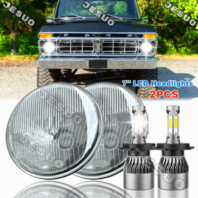 7 inch Round LED Hi/Lo Beam Headlights Chrome fit Ford F100 F150 F250 Truck