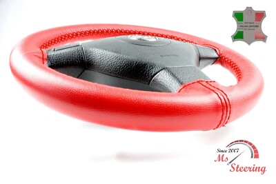 FUR DODGE INTREPID 99-04 ROT LEDER-LENKRADABDECKUNG, DUNKELROT 2 STIT