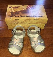 Sun San Salt Water Infant Toddler Girl Silver Sandals Shoes Size 3 New