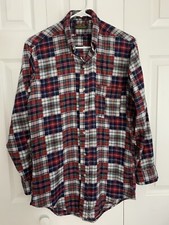 Cleve Shirt Makers Mens Long Sleeve Button Up Madras Plaid Patch USA Made Small