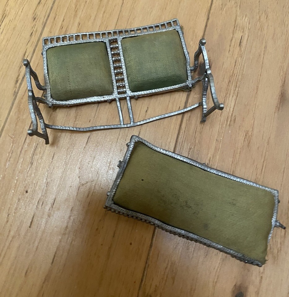 Antique Cooke? Metal Fairy Doll Furniture Chairs Loveseat Couch