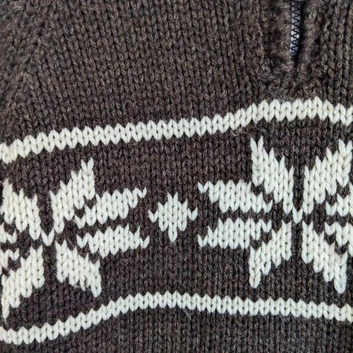 Kids size 3-4 Vintage Knit Jumper Target Brown Fairisle Pattern Quarter Zip - Picture 2 of 6