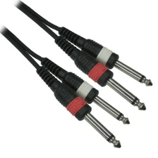 6ft Dual 1/4" TS Mono Male to Male Plug Noise Free Audio Cable, A6-A606