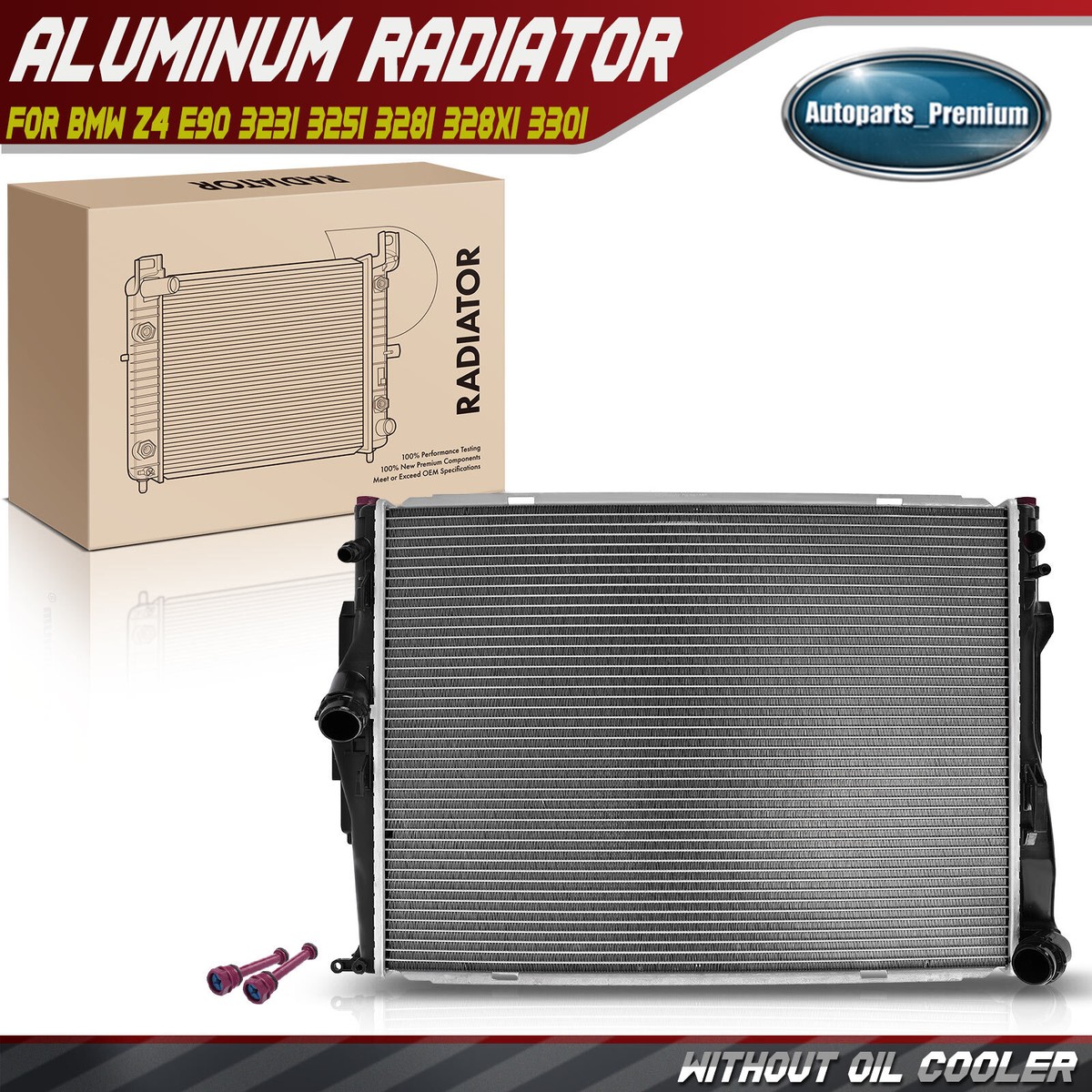 A-Premium Engine Coolant Radiator Compatible With BMW E90 323i 2006-2011, 325i 2006, 328i 2007-2013, 328xi 2006-2008, Z4 E89 2009-2011, E87/ F20 128i 2008-2013, Manual Trans. Replace# 17117562079