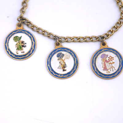 Vintage Holly Hobbie 1970 s Child s Charm Bracelet