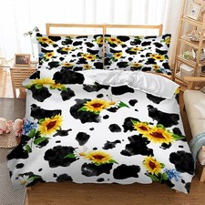 Cow Florals Duvet QUilt Cover Bedding Set Pillow Cases Single Double King Size
