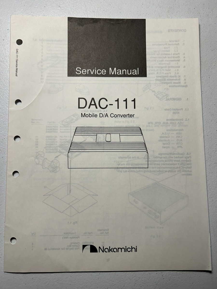 Nakamichi DAC-111 Mobile D/A Converter Service Manual Nakamichi DAC-111 Mobile D/A Converter Service Manual