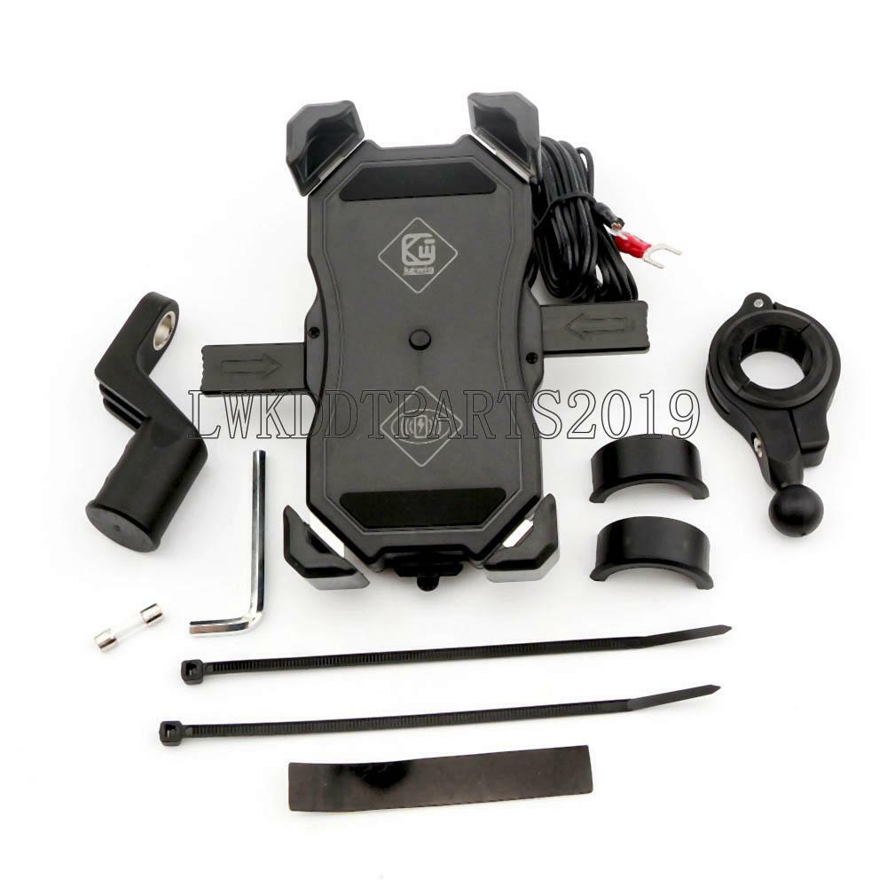 Black Motorcycle Phone Holder Wireless USB Charger For Harley Davidson