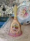 Vtg Fenton Burmese Uranium Glass Bell Hand Painted Designer Bell LE Roses